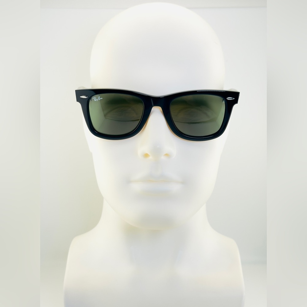 Ray-Ban Sunglasses RB2140 Wayfarer Classic UNISEX! Acetate black Green Lenses - Picture 3 of 14